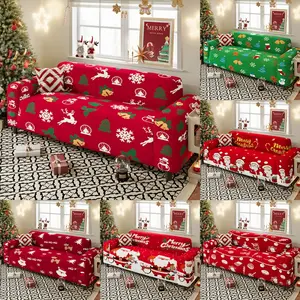 1PC Christmas Elastic Sofa Cover - Dustproof and Anti slip Christmas Printed Sofa Cover, Creating a festive atmosphere, Christmas decoration, suitable for living rooms, bedrooms, and various sofas, (excluding pillowcases), Stretch Sofa Cover