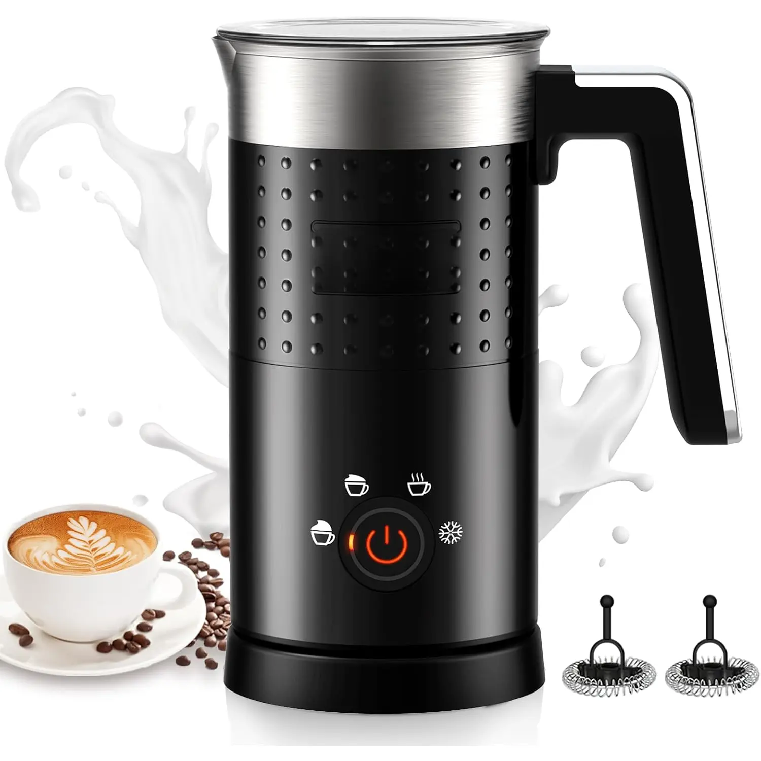 4 in 1 Electric Milk Frother: 10oz/350 mL Large Capacity Electric Milk Steamer for Hot and Cold Milk Froth - Automatic Milk Frother & Warmer for Latte, Cappuccinos, Macchiato, Hot