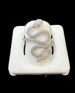 Ali Jewelers Unisex Coiled Snake Ring - Multi-Size, Silver with Sparkling Stones, Everyday Wear Fashion Costume Jewelry Accessory