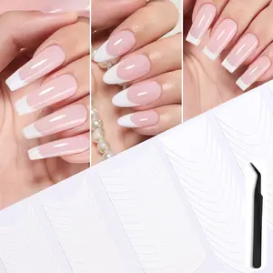 Beetles French Manicure Nail Art Stickers 30 Sheets French Tip Tool 3 Designs Self-Adhesive Nail Tips Guides for DIY Decoration Nails Art