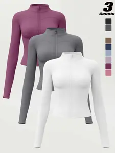 Women's All Season Zipper Long Sleeve Stand Collar Sport Jacket, Sun Protection Windproof Running Fitness Yoga Top S-3xl, Sports Yoga Jacket, Workout Jackets, Gym Jacket