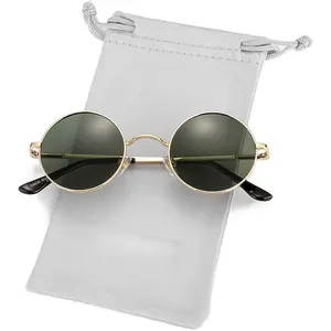 Polarized Round Hippie Sunglasses for Men - Small Circle Frames, Red & Yellow Lenses, Classic Design, Fashion Eyeglasses Frames, Eyewear Fashion, Classic Round Men's Sunglasses