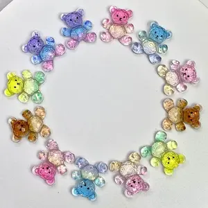 Shiny Cute Bear charms for Home Decor DIY Acrylic Beads Mix Bling Glitter Beads