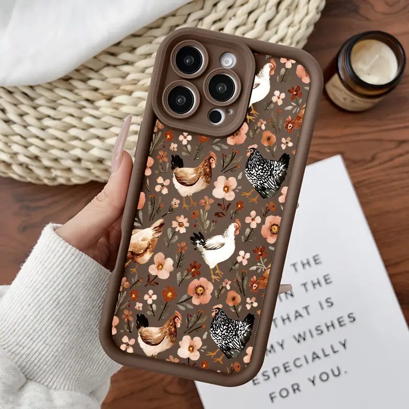 Softcase for iPhone11/12/13/14/15/16/17/promax/x/xs/xr/xsmax CaseChickens and Flowers Anti-Fall Shockproof Protective Slim Cover, Accessories, Smartphone, Cellphone, Handheld