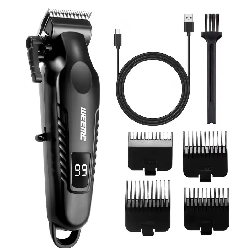 Weeme Professional Men's Digital Electric Hair Clipper, Haircut Machine, Cordless Hair Cutting, Cordless Barber Kit, USB Rechargeable, 4-Length Combs, Salon & Home Use, Ideal Gift for Men