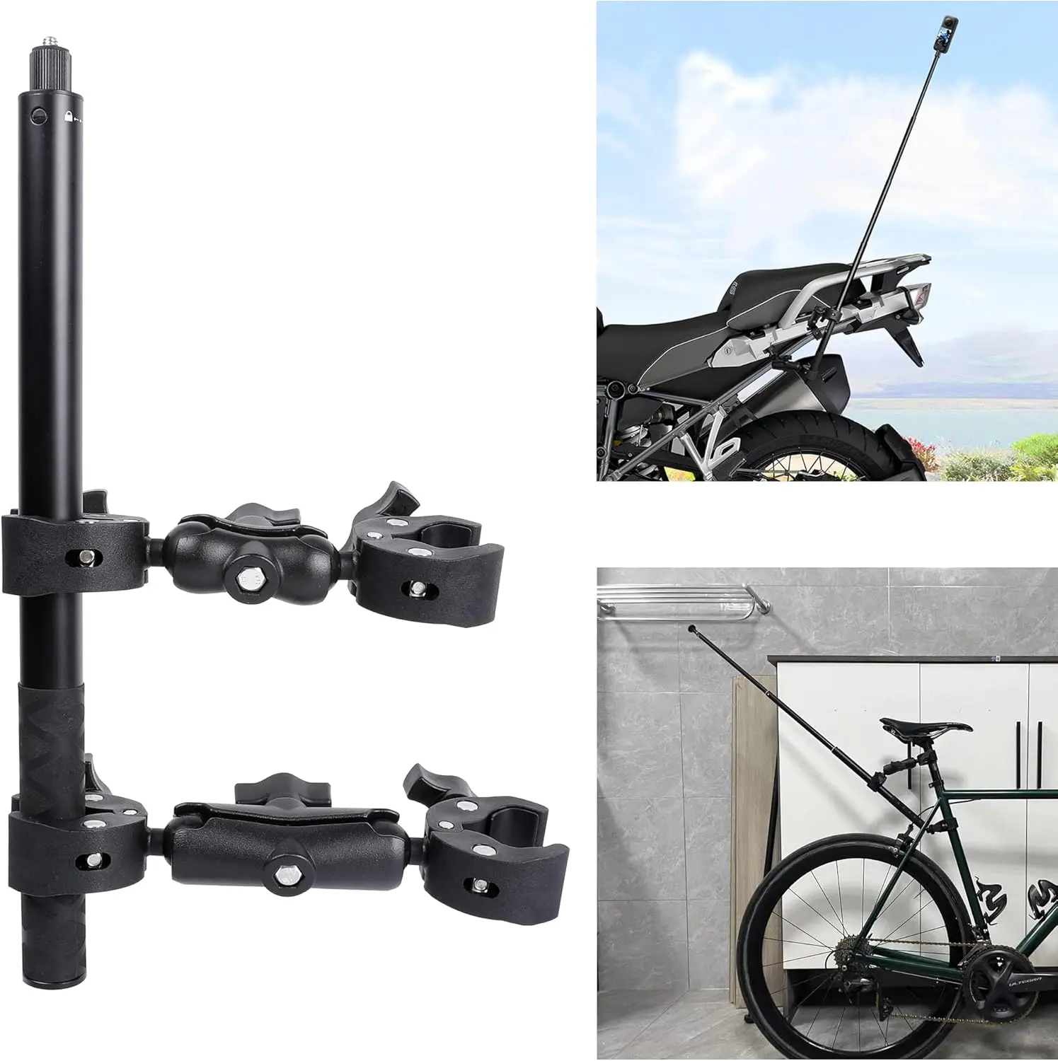 PellKing Bike Handlebar Mount + 61cm Invisible Selfie Stick | Magnetic Anti-Skid Self-Stabilizing Clip. Fits Insta360 X5/X4/X3/X2/ONE RS/GO3, DJI OSMO, GoPro MAX 2. Perfect motorcycle POV mount for phones & action cameras. Magnetic phone mount