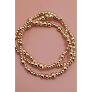 MULTI LAYER GOLD BALL CHAIN BEADED BRACELET