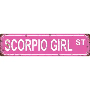 SCORPIO GIRL Zodiac Sign Metal Tin Sign - Vintage 16x4 Inch Street Sign for Home, Room, Bathroom, Bar, Cafe & Garage Decor - Astrology Wall Art - TikTok Trending Zodiac Decor