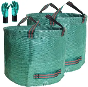 2 Pack 16 Gallon Yard Lawn Garden Bags with Gardening Gloves,Yard Waste Bags Set,Patio Debris Container,Camping Trash Bin,Recycling Bag,Laundry Bin,Lawn Weeds,Christmas Party Gifts,Tools & Hardware