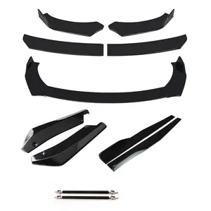 Car Front Bumper Lip Spoiler Body Kits & Car Side Skirt Panel Body Kit & Auto Rear Bumper Lip & 2PCS Adjustable Splitter Rods