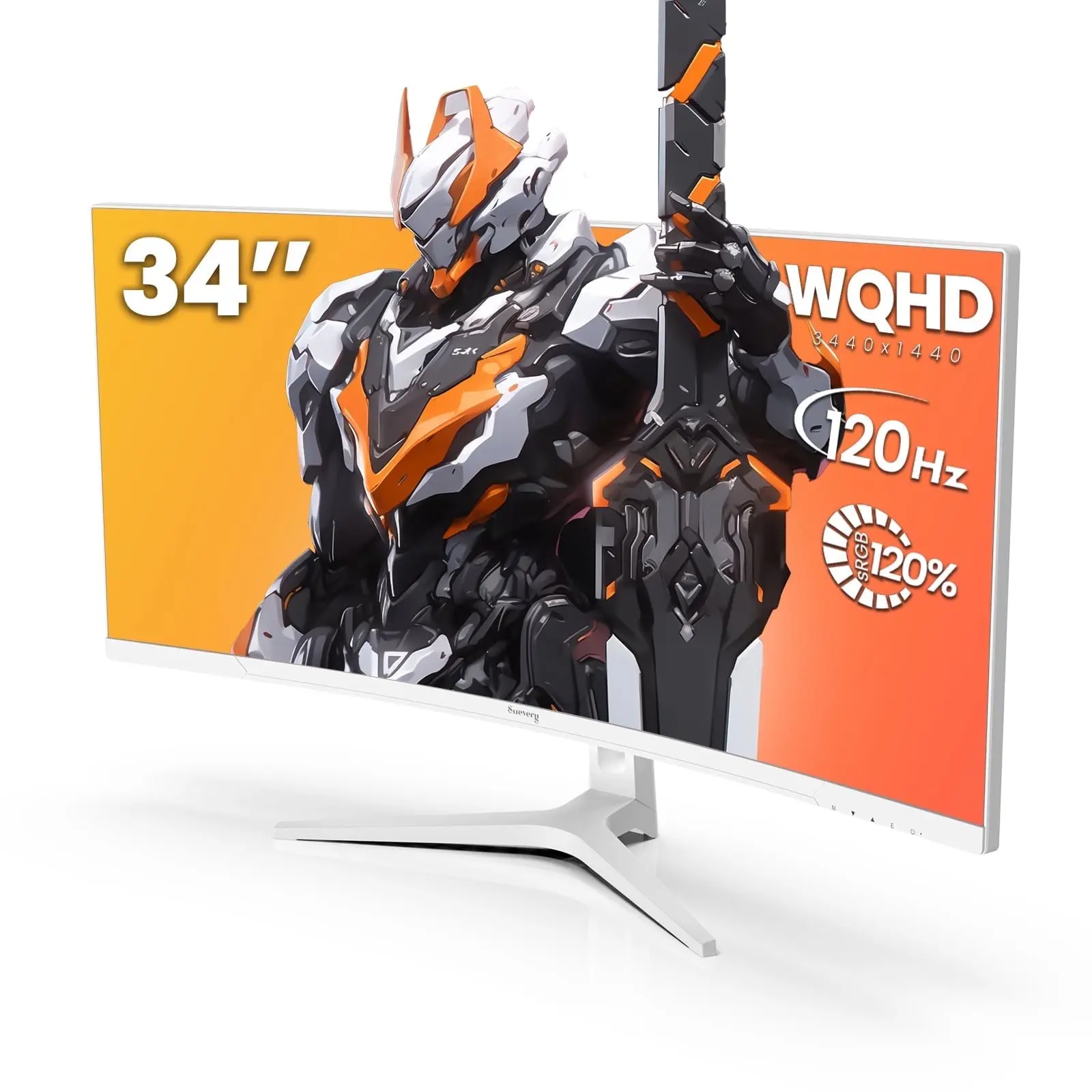 34" Ultrawide Curved Gaming Monitor, 120Hz, WQHD(3440x1440P), 1500R, 120% sRGB, Free-sync, DP/HDMI White