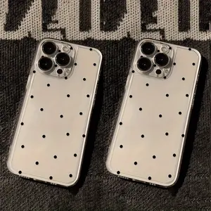 Minimalist Design Full Screen Black Dot Transparent TPU Full Coverage Anti-drop Protective Phone Case, Suitable for iPhone 17 Air/16 Plus/15 Pro Max/14 Pro/13/12/11/XS Max/X Phone Case, Best Gift for Girlfriend on Holidays TMTKK03