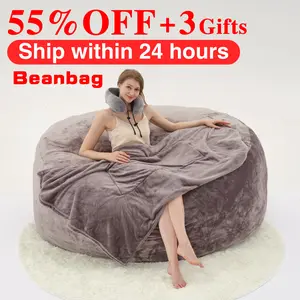 3FT/4FT/5FT/Jumbo (Include Filler) Lazy sofa beanbag Chair Machine washable cover Free Ship:Memory Foam Furniture flannel fabric large bean bag 01