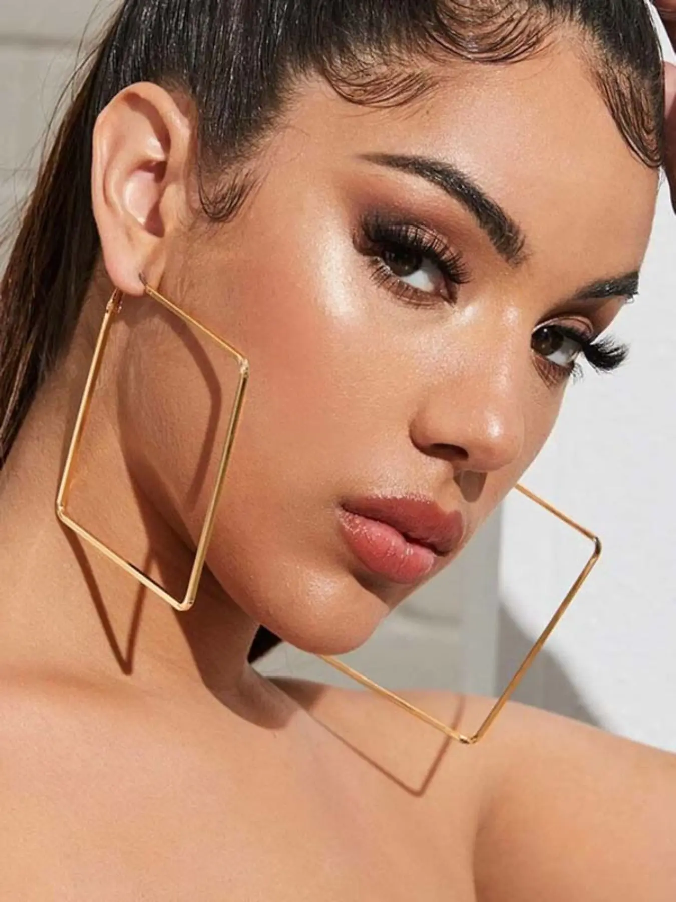 Women's Geometric Square Earrings, Fashionable Large Rhombus Design, Stylish Daily Accessory for Women, Trendy Jewelry Gift Idea, Chunky Statement Earrings