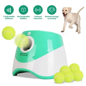Interactive Dog Ball Thrower - 6 Tennis Balls Included, 3 Distance Settings, Perfect for Engaging Fetch Play