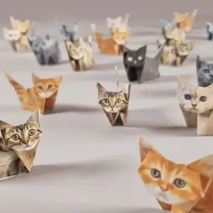 50 pcs paper cats, paper pups,Kitten origami, puppy origami, cute origami, desktop companion, handmade DIY