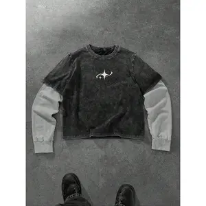 Unisex Fall Winter Patchwork Fitted Short Sleeve T-Shirt, Street Style Y2K Fashion, Perfect for Casual