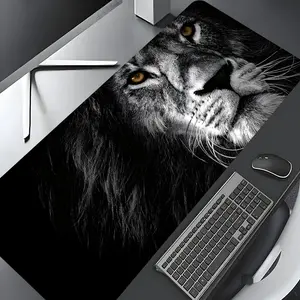 Black and White Lion Wildlife Large Gaming Mouse Pad,Aesthetic Desktop Drotection Pad,Washable Rubber Pad Non-Slip Lock Edge Multi-Size Mouse Pad Suitable For Home Office,Good Gift for Family and friends,Desktop Accessory