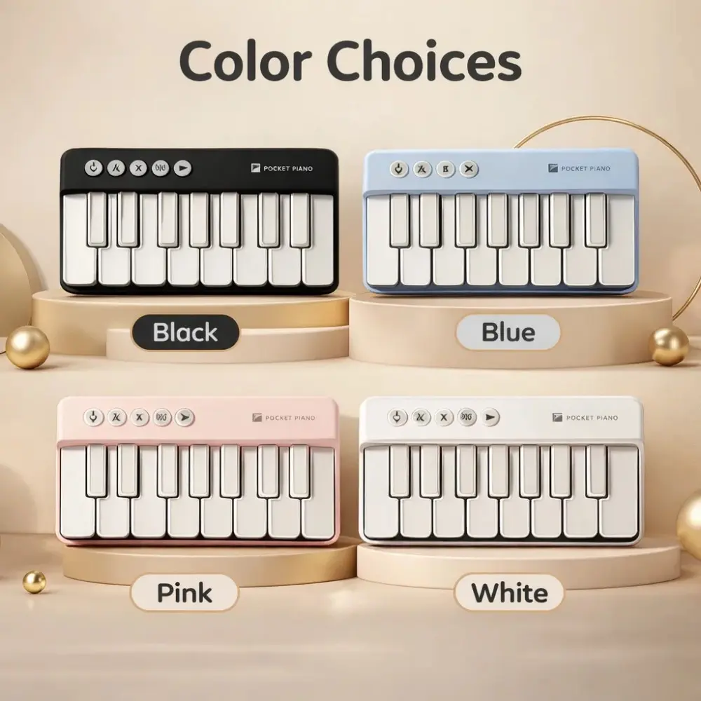 Kids' Portable Pocket Mini Keyboard Piano Toy - LED Lights, Built-in 10 Classic Songs, Unisex Creativity Birthday Gift for Ages 2+ to Keep Baby Busy
