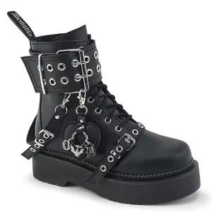 Demonia Rebel-52 Stacked Platform 8-Eyelet Lace-Up Combat Ankle Boot