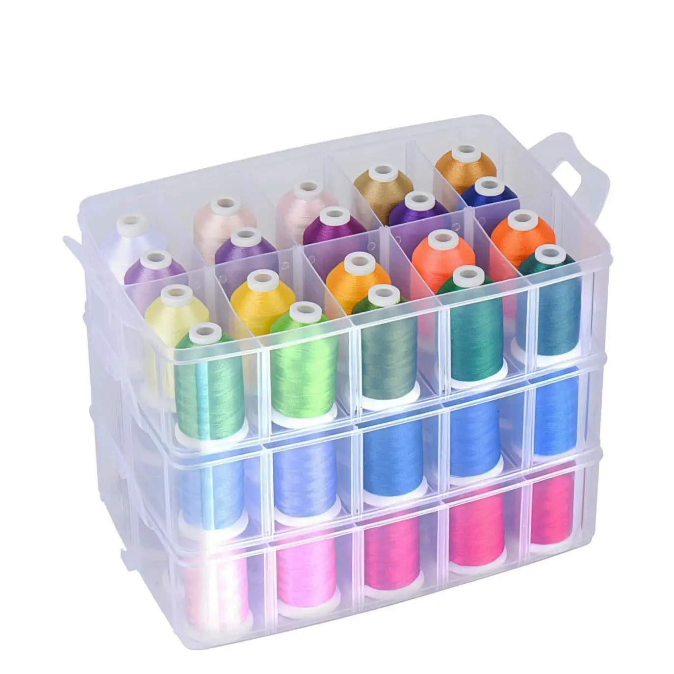 Simthread 63/40-Color Polyester Embroidery Thread Set,550yd 40WT Colorfast High Tenacity Thread with Stackable Organizer Box,Embroidery Supplies Sewing Accessories Sewing Supplies Embroidery Thread Kit for Most Embroidery Sewing Machines,Accessories