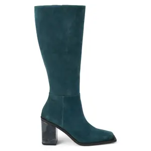 Matisse Womens Highness Square Toe Zippered Casual Boots Knee High High Heel 3" & Up - Blue