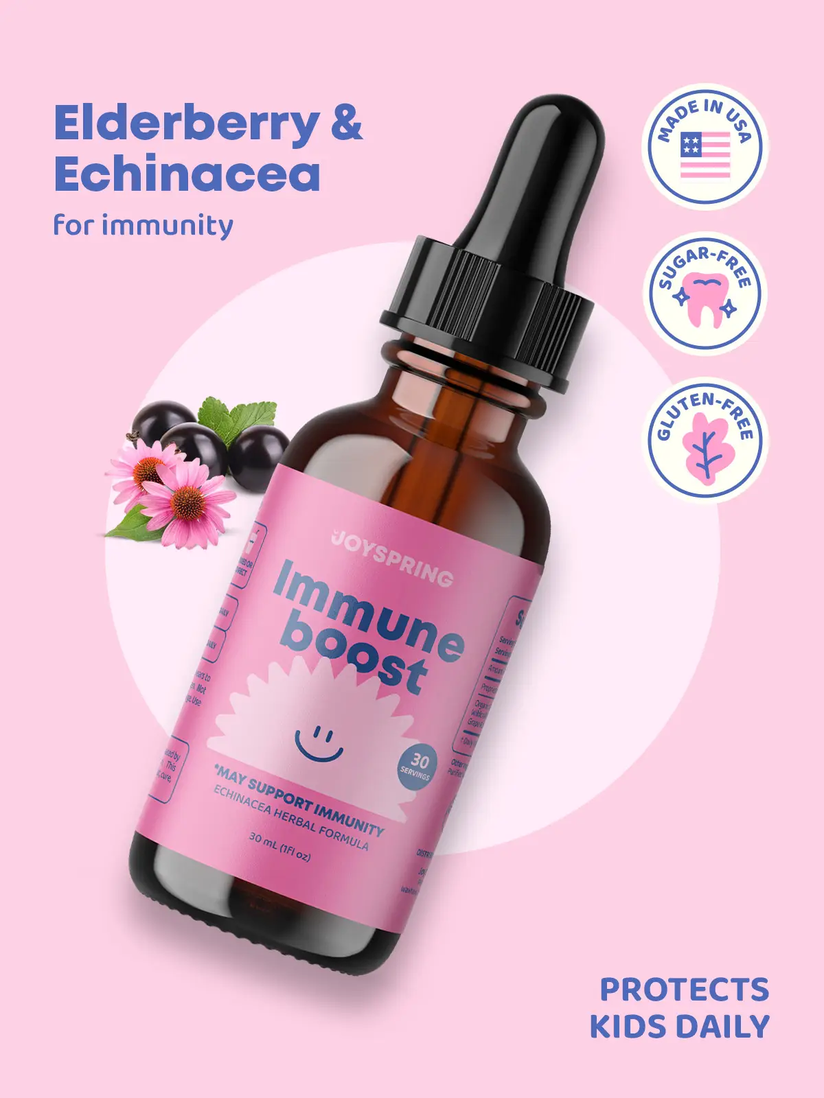 JoySpring Immune Boost Drops – Organic Elderberry Supplement for Immune Support...