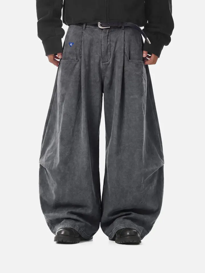 Aelfric Eden Pleated Pocket Baggy Barrel Pants High Waist Oversized Balloon Barrel Silhouette Pleated Design Utility Large Pocket Detail Utility Streetwear Unisex Bottoms