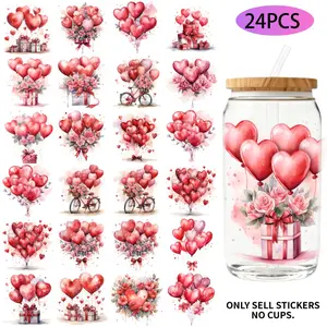 UV DTF Transfer Stickers - 24 pieces/set, Guadalupe Virgin Theme (first one), UV DTF 16OZ DIY transfer stickers suitable for 16-ounce water bottles, glass bottles, laptops, home decoration DIY, high-viscosity transfer paper, High Adhesive Stickers