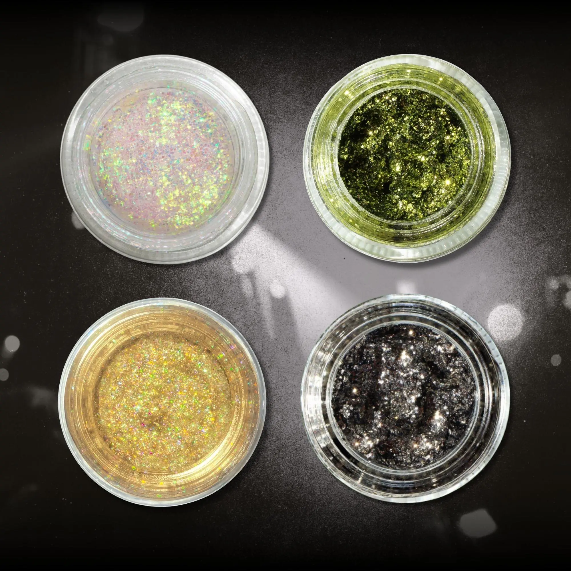 Lemonhead LA Backstage Baddie Edit | Glitter Identity Series | 4-Piece Mini Glitter Set with Smoky Metallic Glam, Rockstar Girlfriend Makeup, Bold Editorial Glitter | For Eyes, Face & Body