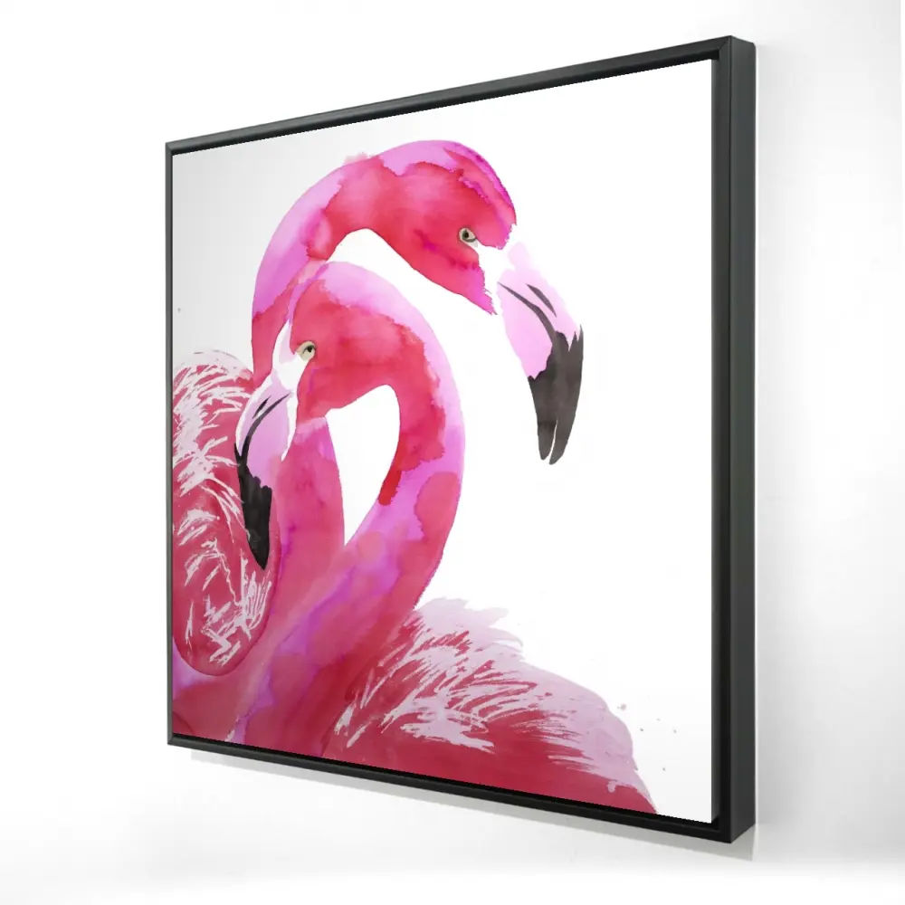 Begin Home Decor 2081-2424-AN440 24 x 24 in. Watercolor Flamingo Love - Pink Bird Framed Canvas Decor