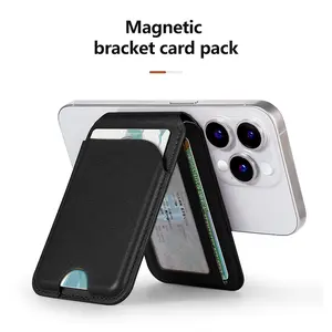 VTLASK Magnetic Wallet with Adjustable Stand Mag-Safe Wallet for iPhone 16/15/14/13 Series RFID Blocking Leather Card Holder for Smartphones