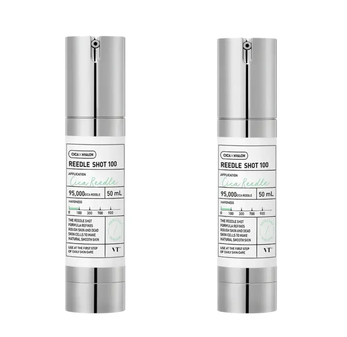 2 Pack VT Shot 100, CICA Reedle Spicule Microneedling Serum for Pore Care & Exfoliation, Exosome, Centella Asiatica for Glass Skin, Skin Texture, Korean Liquid Skin Booster (1.69 Fl Oz / 50ml)