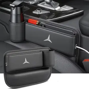 PU Leather Car Seat Gap Storage Box, Compatible with Mercedes-Benz Models, Durable & Easy Clean, Multifunctional Car Interior Accessory, Car Console Organizer, Car Organization Supplies, Car Storage Organizers