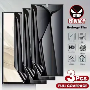 3pcs Full Coverage Privacy Soft Hydrogel Screen Protector Film, Accessories For Samsung S25 S24 S23 Ultra Plus S22 S21 S20 FE Note 20 Ultra 10 Plus S20+,Anti-Scratch,Anti-Fingerprint,Fingerprint unlocking,Anti-peeping,Case Friendly