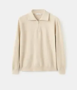 MANGO Men's Microstructure sweater with zipper collar
