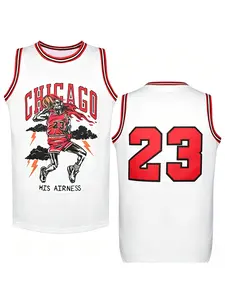 Michael Jordan #23 Chicago Basketball Sporty Jersey White Red Black Skeleton Dunk "His Airness" Graphic Breathable Mesh Sleeveless for Jordan Fans, Supporters Retro Collectors & Streetwear Enthusiasts Outdoor quick-drying sports basketball jersey