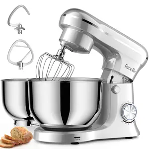 FACELLE Tilt-Head Stand Mixer | 5QT+6QT Stainless Steel Bowls | 10 Speeds + Dishwasher-Safe Attachments | Mom’s Perfect Gift