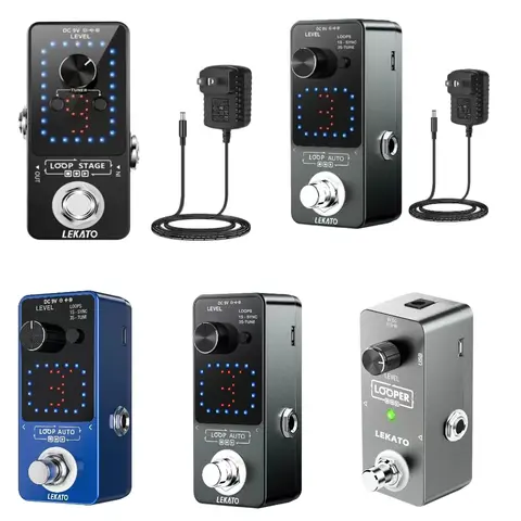 LEKATO Guitar Looper Pedal, Guitar Effect Pedal Set with Single Loop 5 minuts,3 Loops 18 Minutes, 9 Loops 30 minutes, Record Time, SYNC & Tuner Function