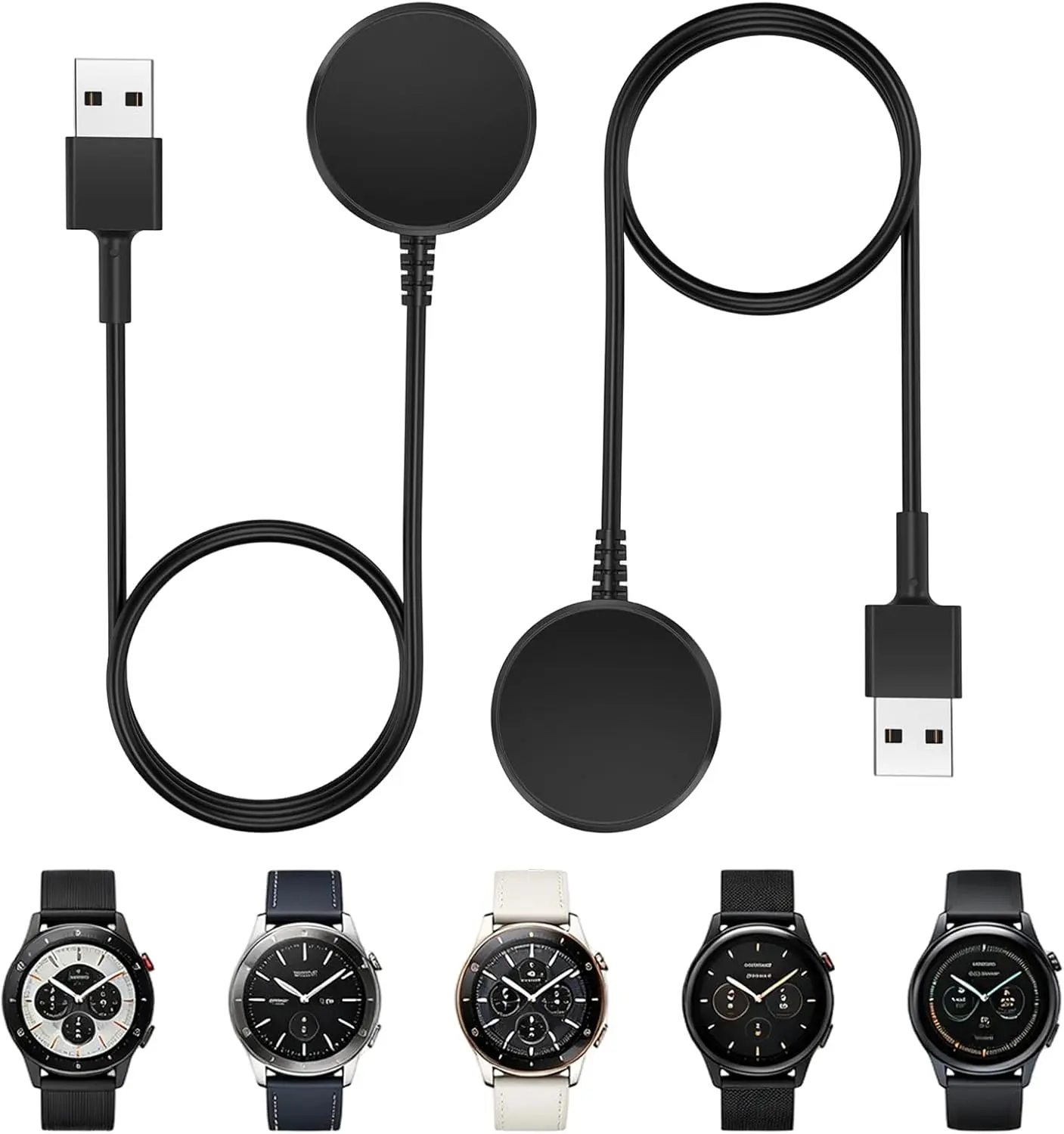 2-Pack Galaxy Watch Charger Bundle | Safe Over-Voltage Protection Charging Station, Magnetic Wireless Dock with Durable TPE Cable, Compatible with Watch 8/7/6/5/4/Ultra/Classic/Active/FE