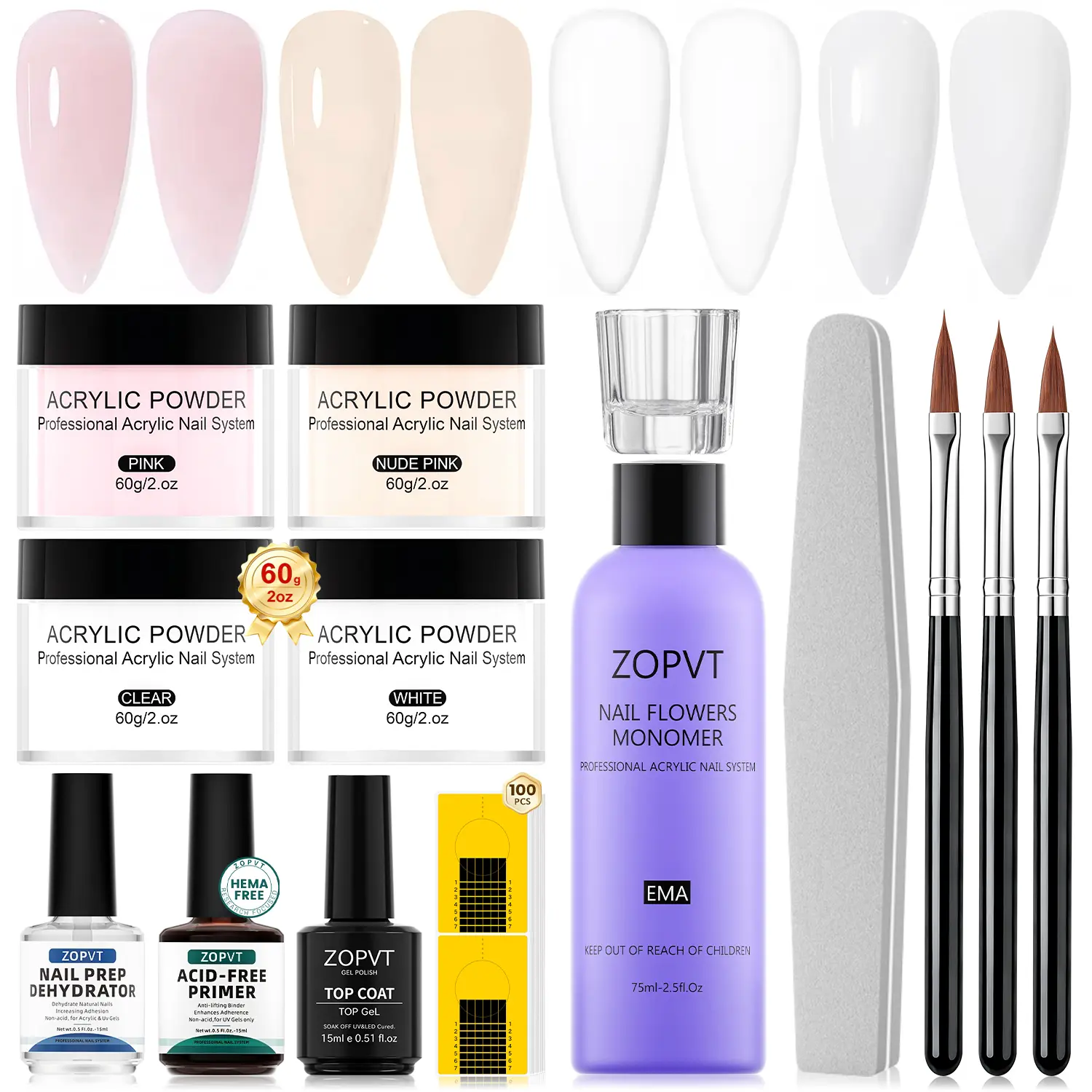 Acrylic Nail Powder Set, Acrylic Nails Kit, Clear/nude// Colors, Ultra-Fine Granules, Ideal for Acrylic Nails & 3D Carving, Long-Lasting Finish, Nail Tech Supplies, Nail Art Supplies
