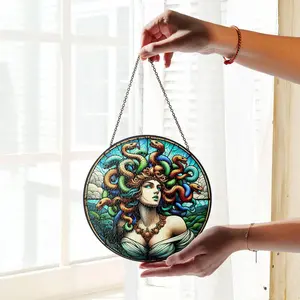Medusa Stained Glass SunCatcher Greek Mythology Medusa Window Hanging Home Decoration Gift Divine Feminine Art