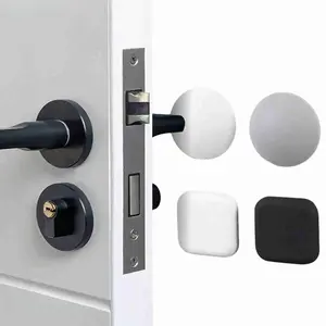 4Counts Silicone Anti-Collision Door Sticker, Self-Adhesive Round Square Buffer Pad for Door Knob, Furniture Protection, Rust Resistant Durable Door Holder