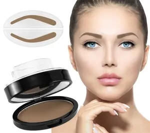 QIUFSSE Eyebrow Stamp and Stencil Kit, 3 Seconds Natural Eyebrow Seal Powder with Stencils, Long-Lasting Eye Makeup Brow Shaping Kit for Beginners