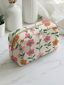 1 piece of colorful floral pattern 2D printed makeup bag, large capacity design|suitable for all seasons/general use|can hold daily skincare products and various cosmetics|liftable for daily life and travel Makeup Pouch