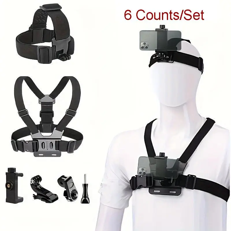 Sports Camera Set, 1 Set Universal Phone Holder Mount with Accessories, Vlog Accessories, Video Recording Accessories, Durable ABS Structure Camera Accessories for Outdoor Enthusiasts, Photography Equipment