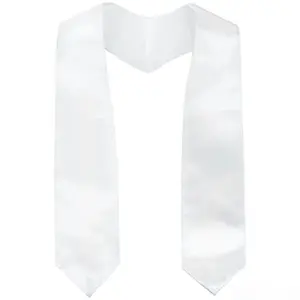 pesenar Plain White Satin Graduation Stole - Customizable DIY Accessory for Graduation Ceremony & Honor Celebrations