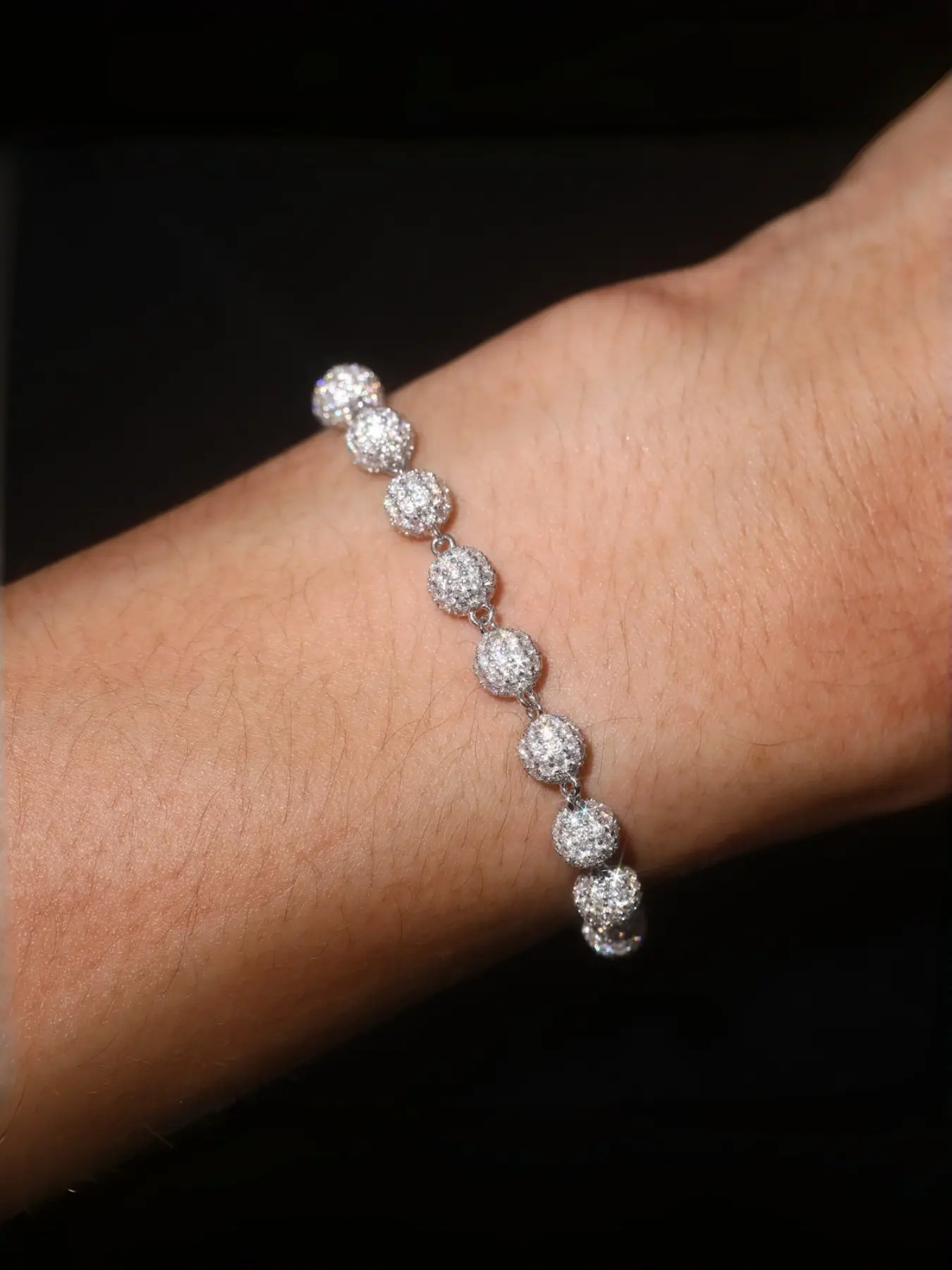 Iced Out Ball Beaded Bracelet for Men Women - 14K Gold Plated Full CZ Micro Pave Round Beads Chain, Hip Hop Bling Ball Link Bracelet, Fashion Bracelets, Rapper Jewelry