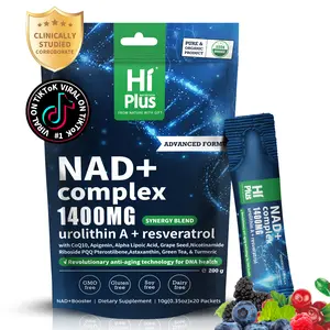 HIPLUS NAD+ Cell Regenerator Berry Flavor Drink 1400mg Extra Strength NMN Alternative Liposomal Green Tea + Astaxanthin for Women&Men Urolithin A + Resveratrol CoQ10 PQQ Alpha Lipoic Acid–Energy Beauty Healthcare Anti-Aging –20Pack Antioxidant Supplement