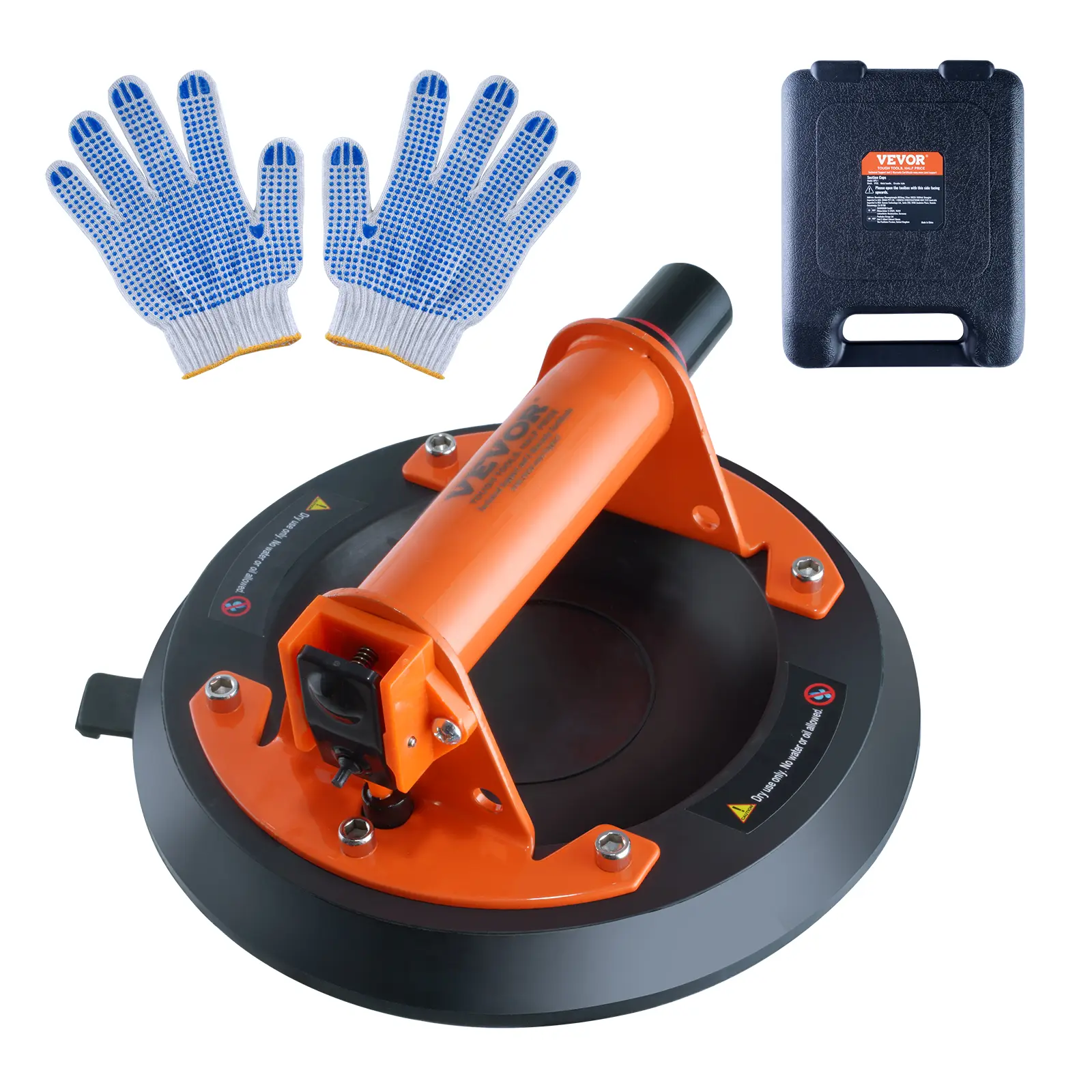 【Summerfinds】VEVOR Glass Suction Cup 8" 615 lbs Load CapacityVacuum Suction Cup with ABS Handle and Carry BoxHeavy Duty Industrial Suction Cup Lifter Tool for GlassGraniteTileMetalWood Panel Lifting